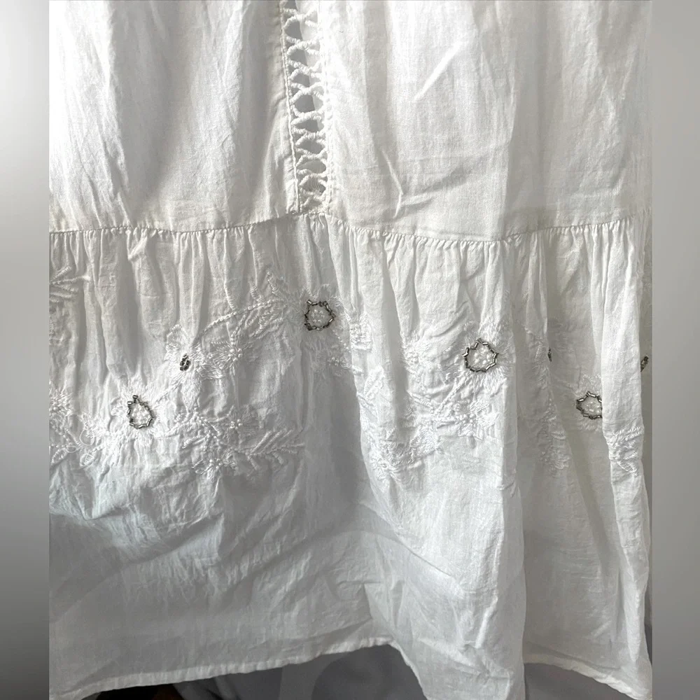 Flint & Moss (Anthropologie) wedding, beach dress Boho hippie size Large white - Picture 3 of 6